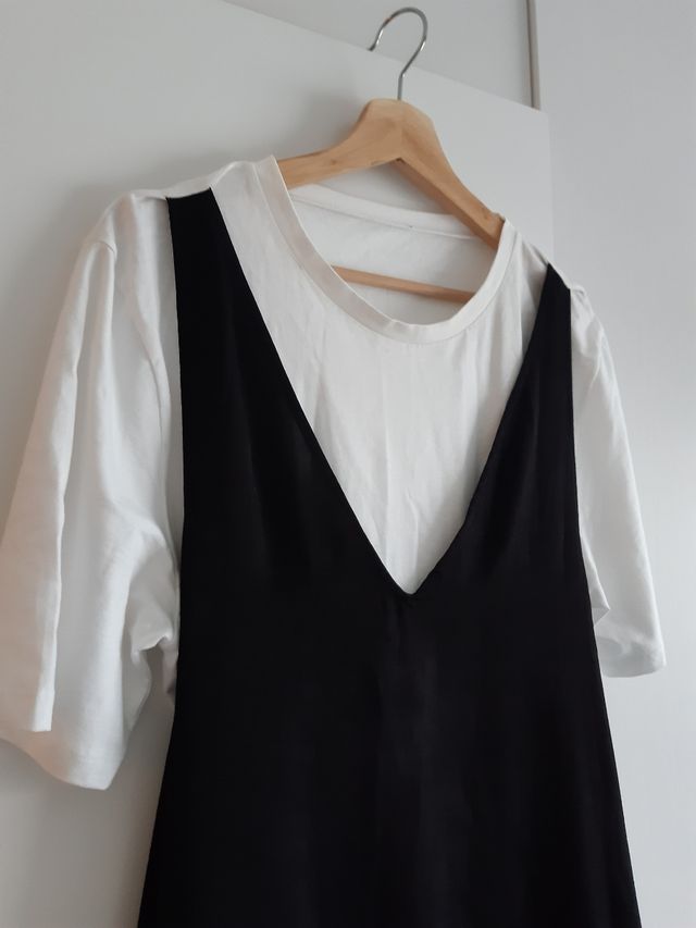 vestido original zara blanco y negro