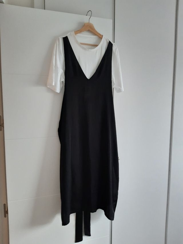 vestido original zara blanco y negro