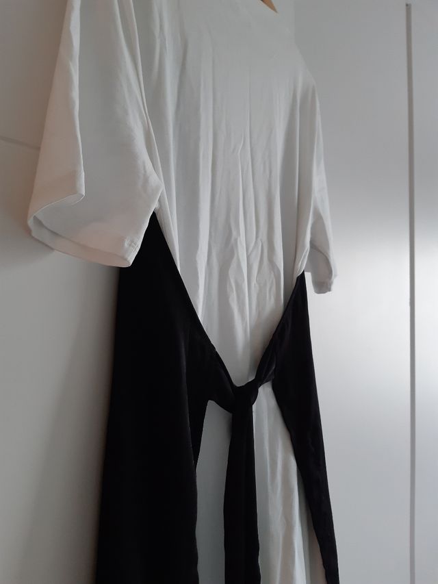 vestido original zara blanco y negro