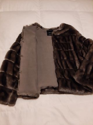 Chaquetón corto imitación a vison gris