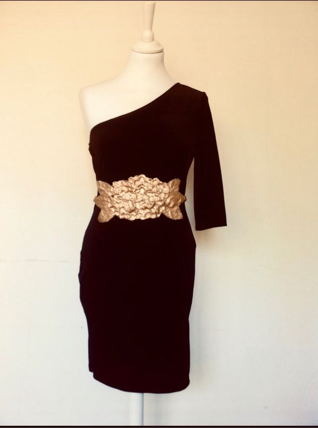 Vestido Corto Fiesta Tejido Velvet Negro