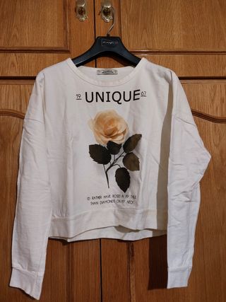 Sudadera crop blanca mujer talla S 36