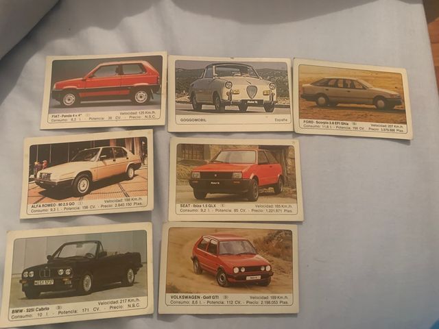 Cromos coches ediciones unidas 1986