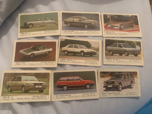 Cromos coches ediciones unidas 1986
