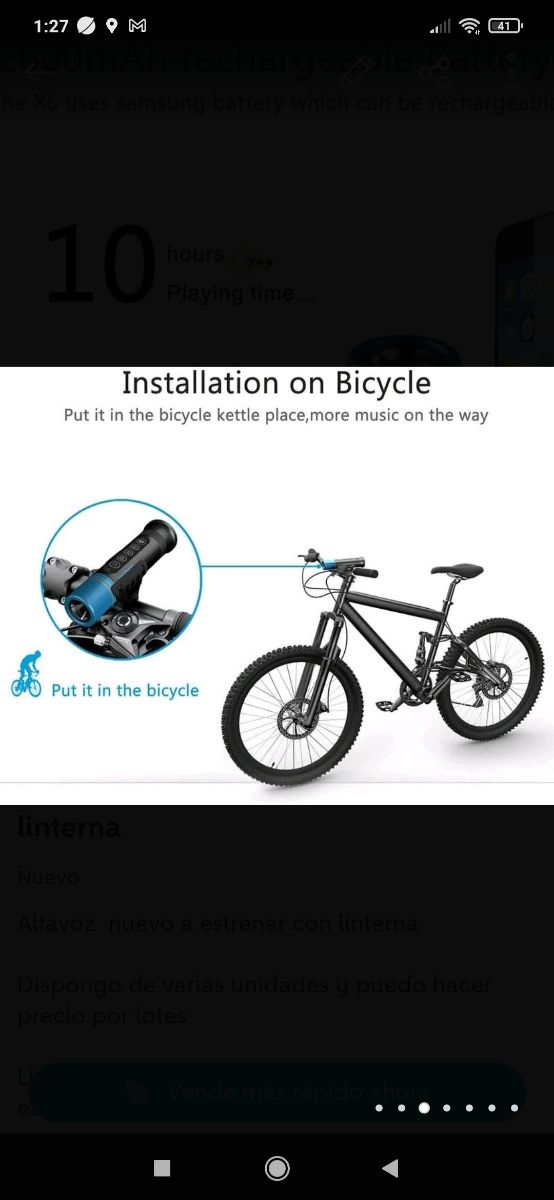 Altavoz linterna manos libres para bicicleta