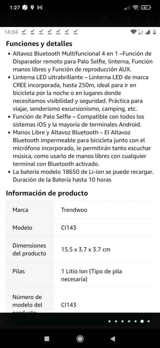 Altavoz linterna manos libres para bicicleta