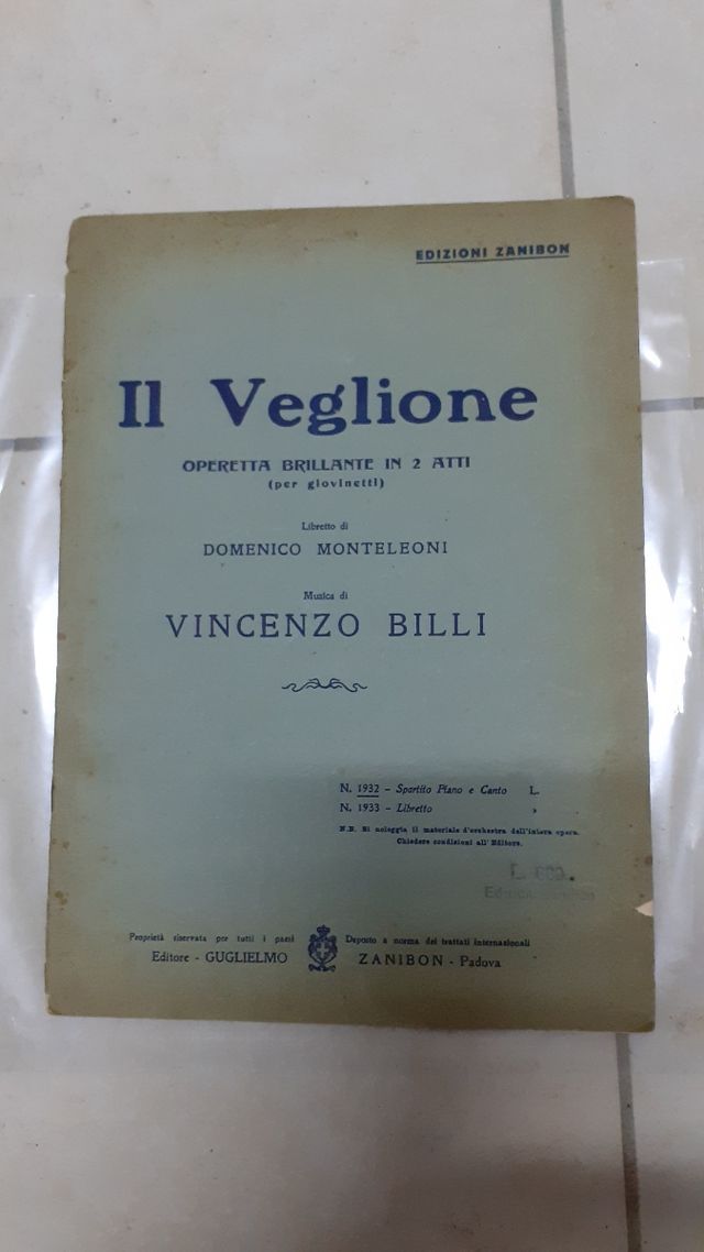 Spartito musicale d'epoca