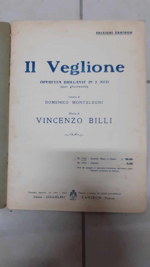 Spartito musicale d'epoca