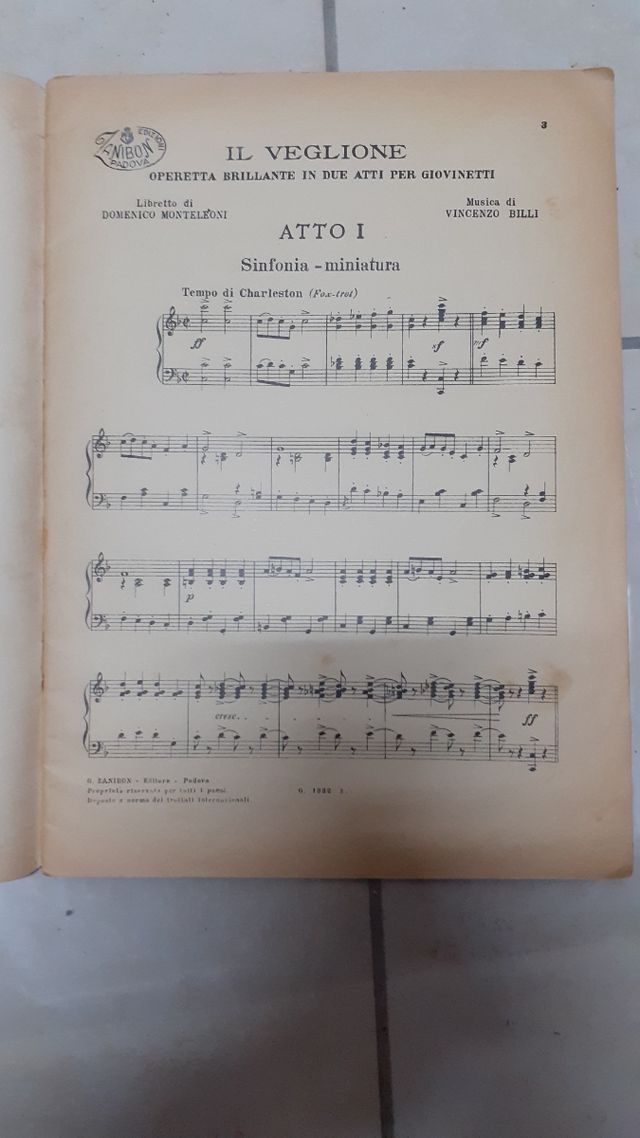 Spartito musicale d'epoca