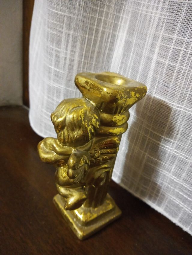 Bellissimo portacandela con angelo nuovo