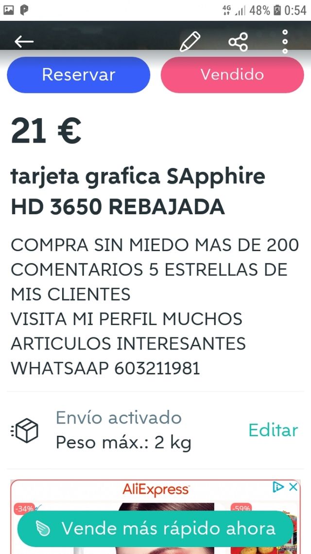 TARJETA GRAFICA SAPPHIRE HD 3650  REBAJADA