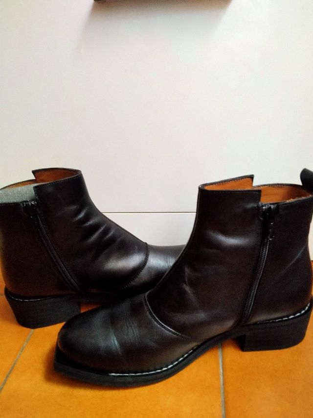 Botines de piel negros, talla 36