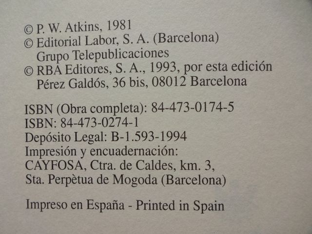 Libro Novela con titulo La Creación P. W. Atkins