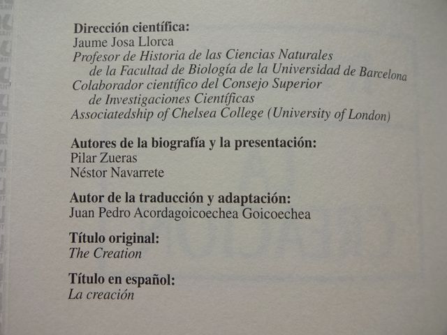 Libro Novela con titulo La Creación P. W. Atkins