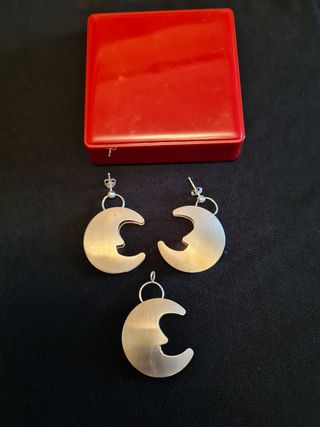 Pendientes y colgante plata "lunas"