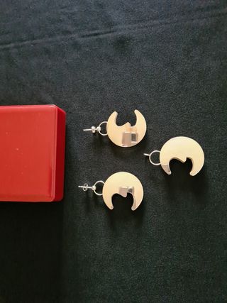 Pendientes y colgante plata "lunas"