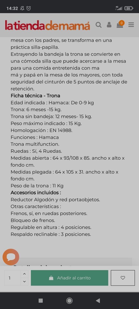 trona brevi como nueva