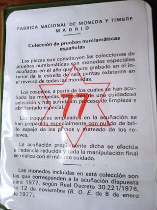 cartera de pruebas numismática  estrella 77.......
