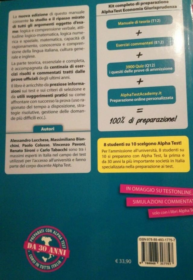 Manuale AlphaTest Economia Giurisprudenza