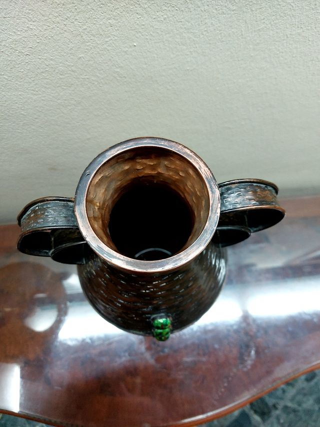 Jarrón cobre con esmaltes