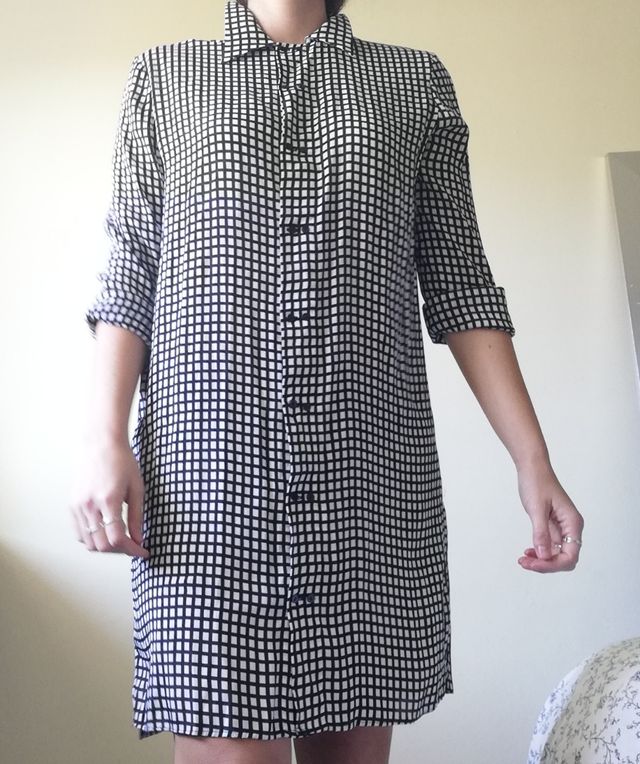 Vestido manga larga formal a cuadros talla M mango