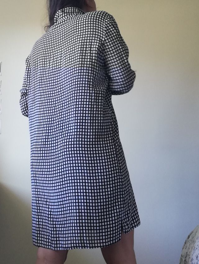 Vestido manga larga formal a cuadros talla M mango