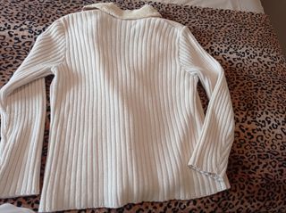 Chaqueta de lana y piel beige