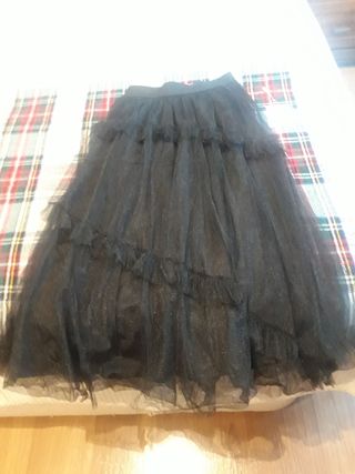 Falda larga de tul negra de Poete.Nueva