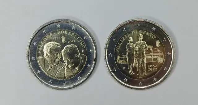 Lotto 2€ Italia 2022 polizia e Falcone Borsellino