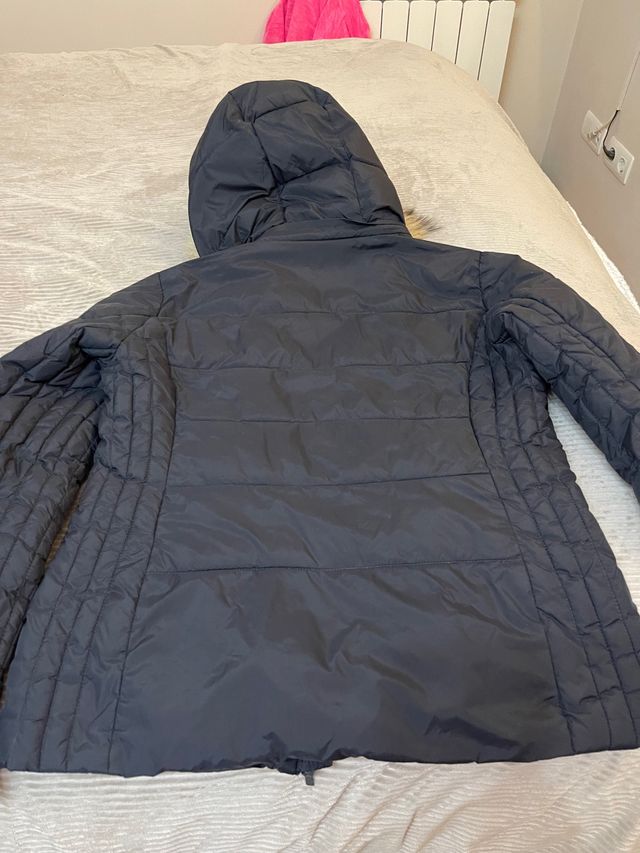 Chaqueta anorak con capucha azul marino M