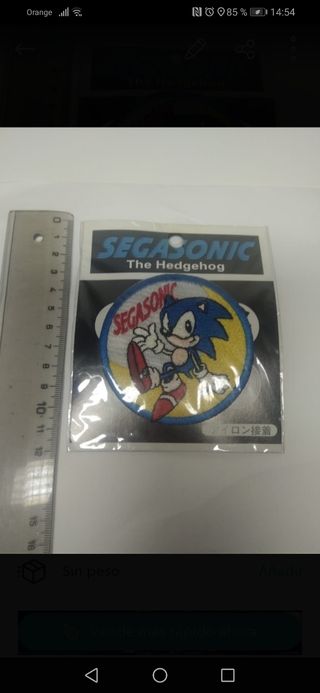 SEGA SONIC PARCHE TELA NUEVO