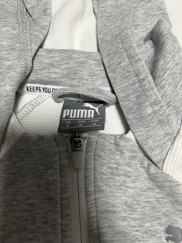 Sudadera gris y blanca puma evostripe