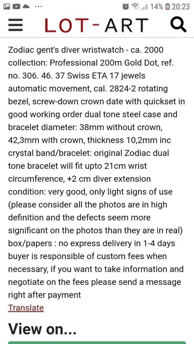 Reloj Automático Zodiac Diver 300 m