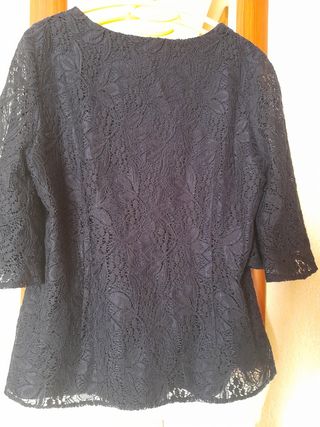 Camisa encaje azul marino 