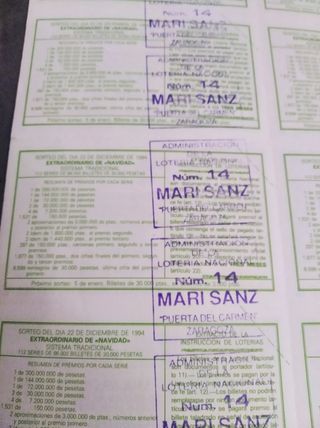 Decimos lotería antiguos