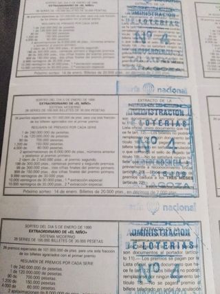 Decimos lotería antiguos