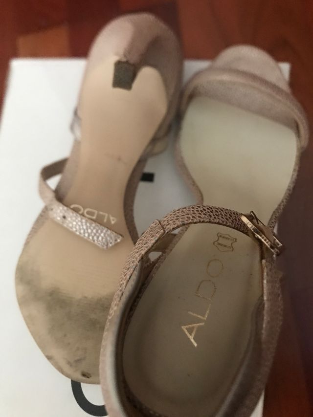 Sandalias de tacón rosa y plata talla 37
