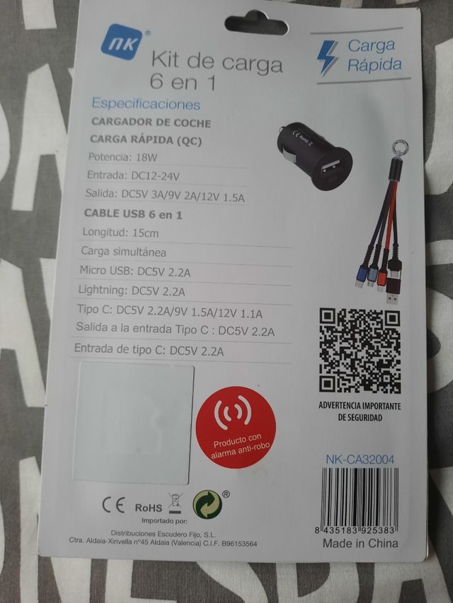 CARGADOR RAPIDO 6 EN 1 PARA COCHE