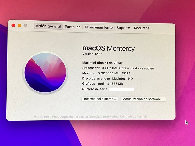 Apple A1347 Macmini i7 3.0 8Gb 480SSD y MVME 128Gb afbeelding 5