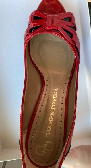 Zapato charol Negro/Rojo Rebeca Sanver