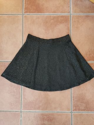 Falda fiesta negra plateada 