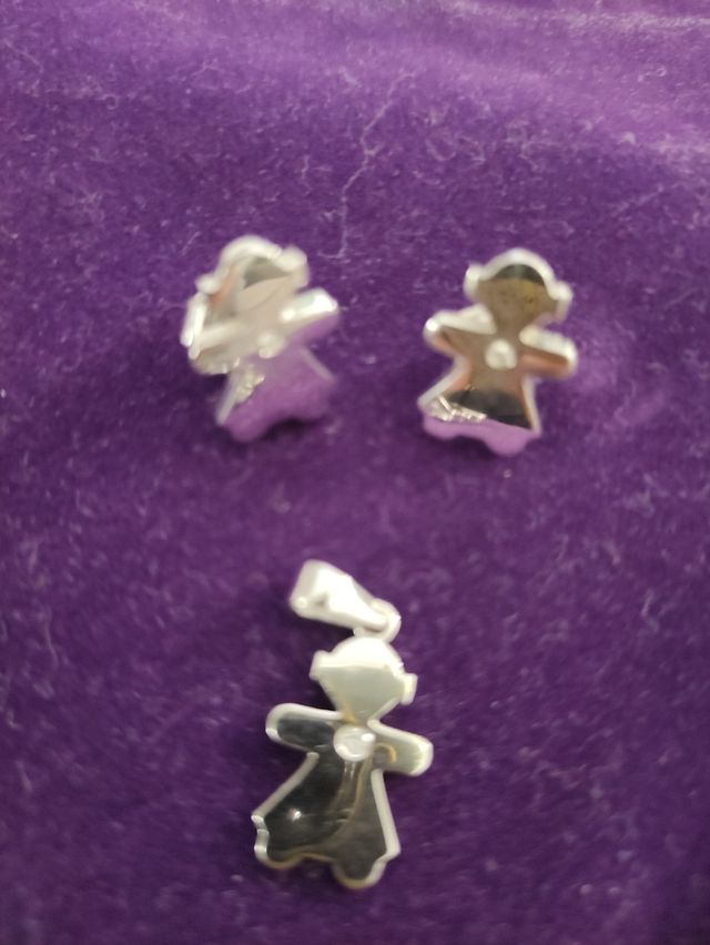 pendientes y colgante plata y circonita