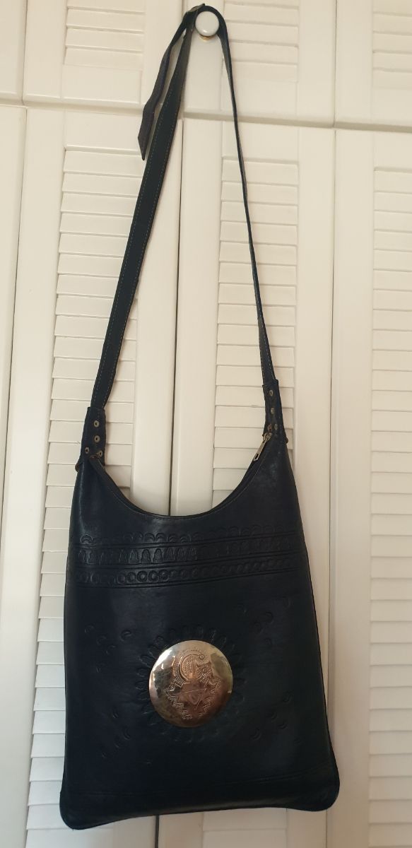 Bolso bandolera de piel azul