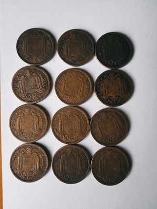 12 monedas de 2.5 pesetas de 1953 estrella 54.    