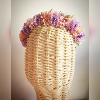 Diadema flores malva y rosa