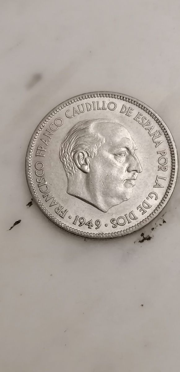 moneda 5 pesetas 1949. Francisco Franco - *49