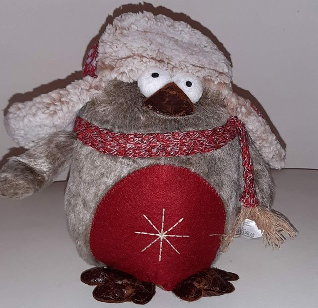 Pupazzo gufo di Natale altezza 26 cm nuovo