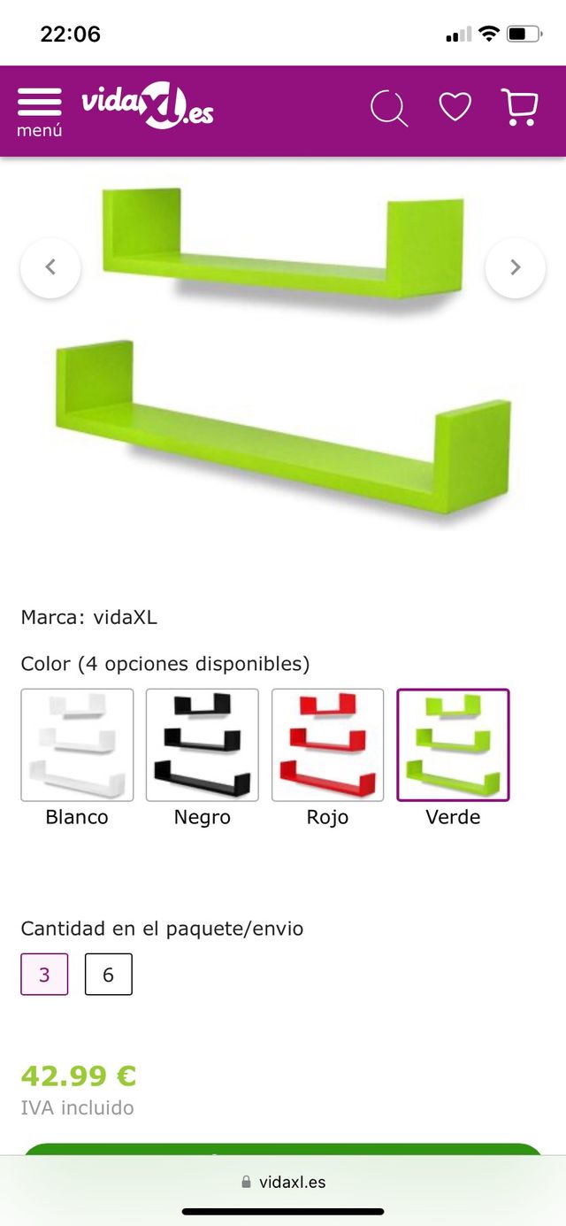Mensole quadrate e a U - verde lime