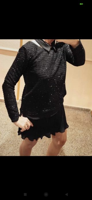 Blusa lurex fiesta negra L