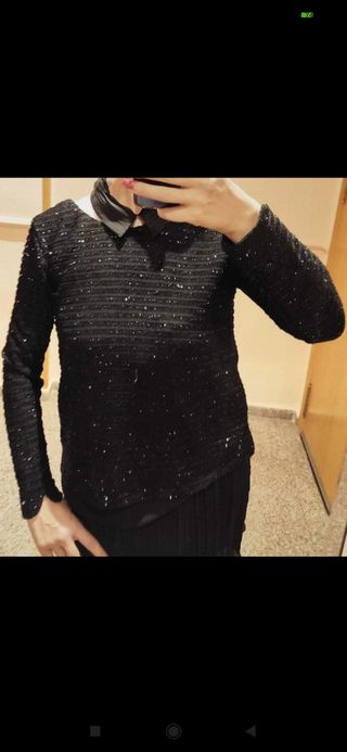 Blusa lurex fiesta negra L